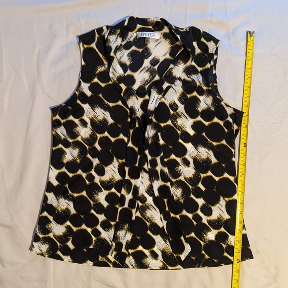 Kasper Sleeveless Top with Tie size L Black, Yellow, and White - Picture 7 of 10